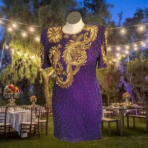 Elegant Purple and Gold Women's Dress